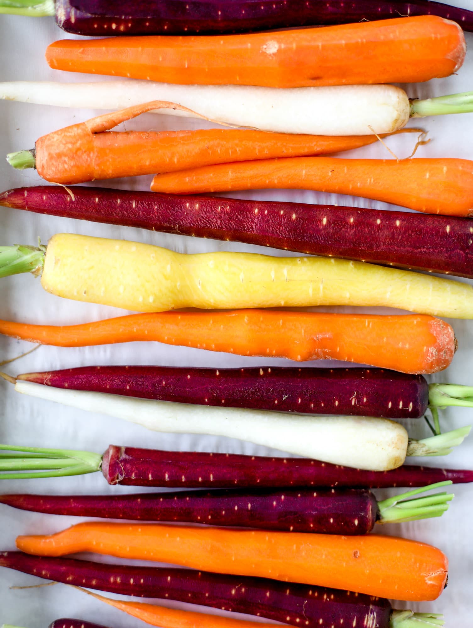 peeled rainbow carrots
