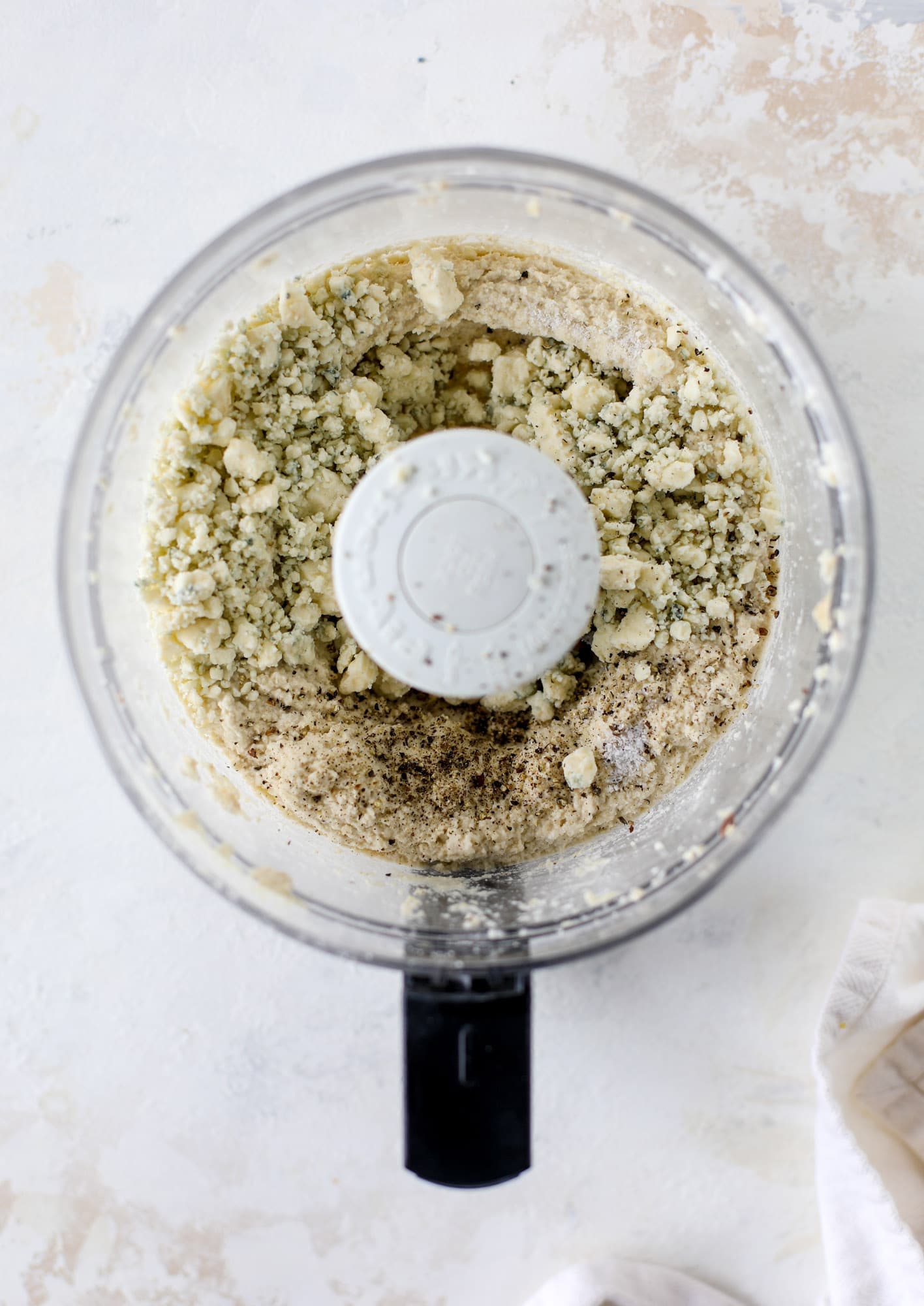 cashes and blue cheese in the food processor for dip