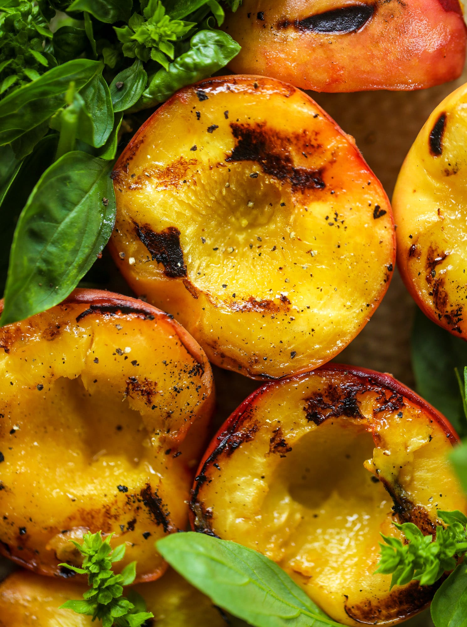 grilled peaches and basil 