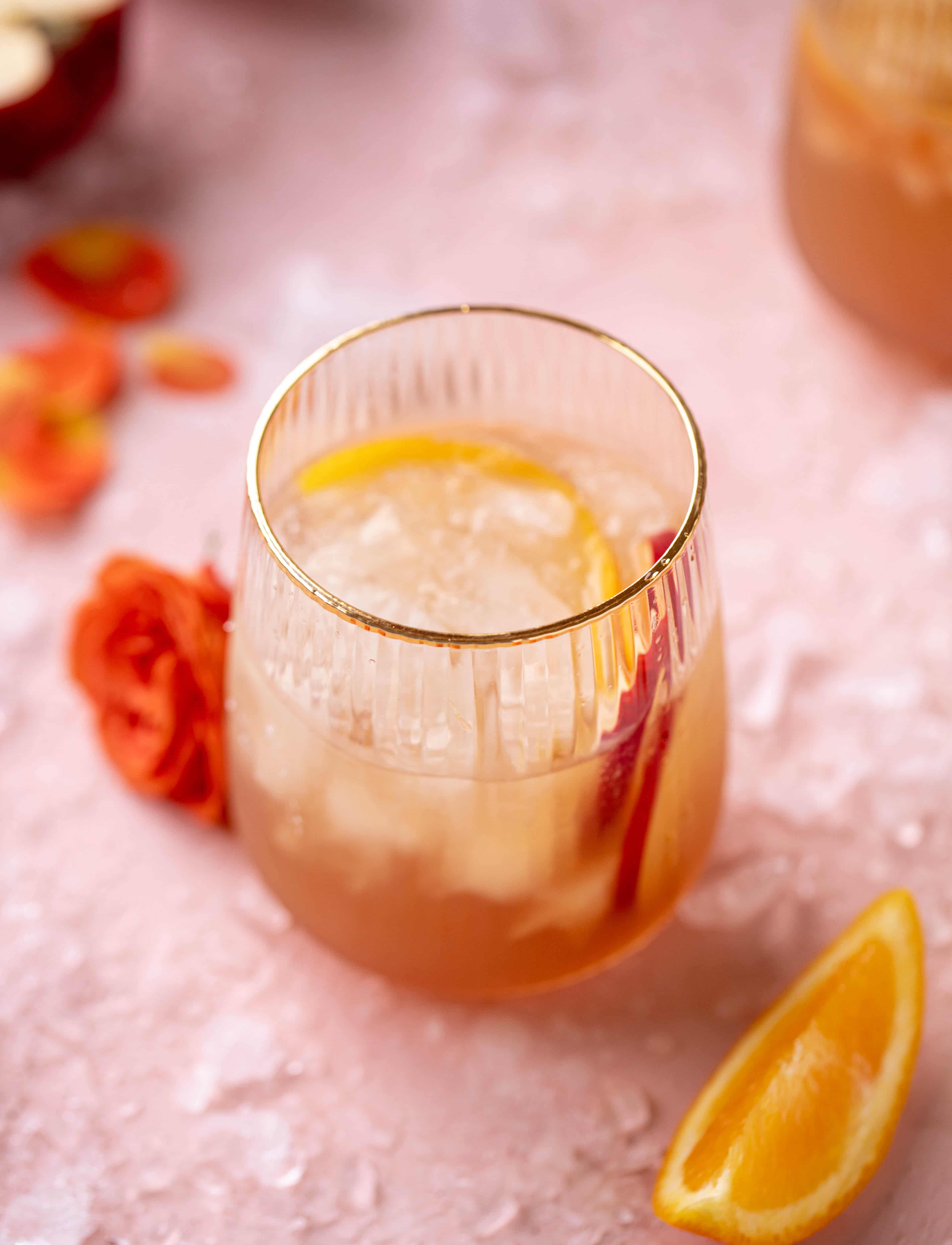 This apple cider spritz is an autumnal take on the classic aperol spritz. Apple cider, prosecco and aperol come together in this refreshing cocktail! 