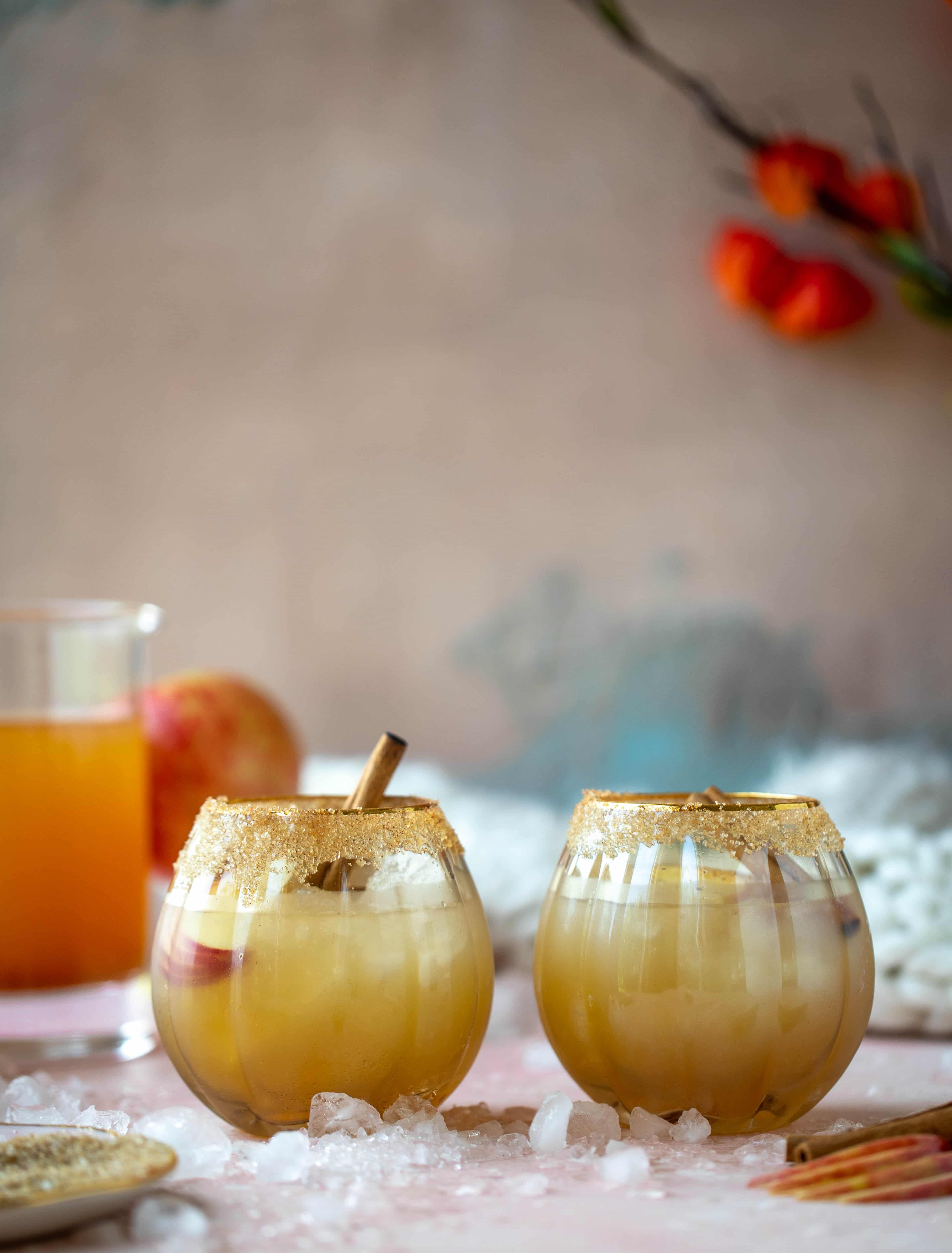 This apple cider mezcal margarita is a delicious, smoky cocktail for fall! It's warming and refreshing and delicious all at once. Cheers!