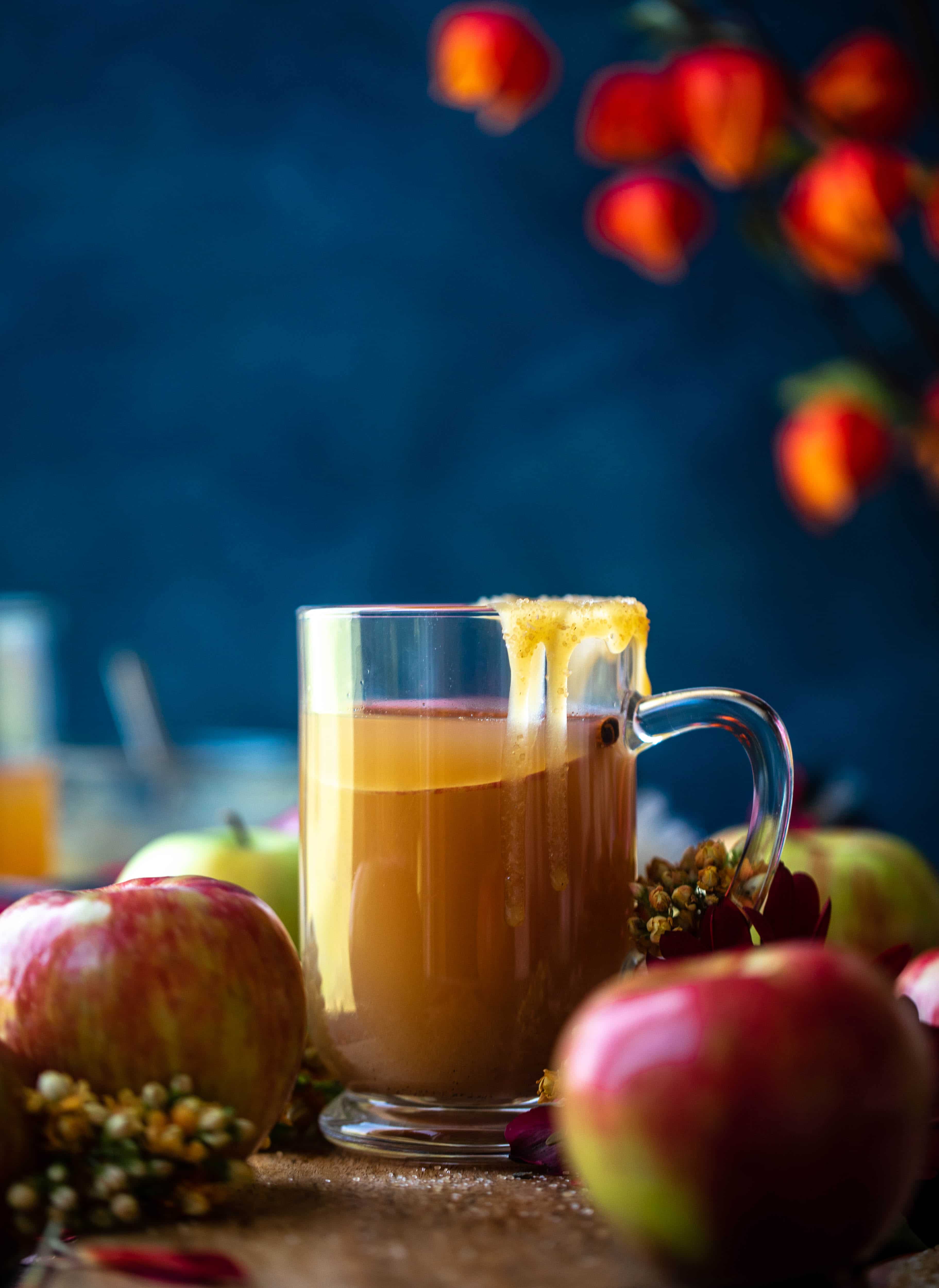 This homemade apple cider is made with honeycrisp apples, spices and vanilla. It's incredible served hot or cold, especially with a pour of bourbon!