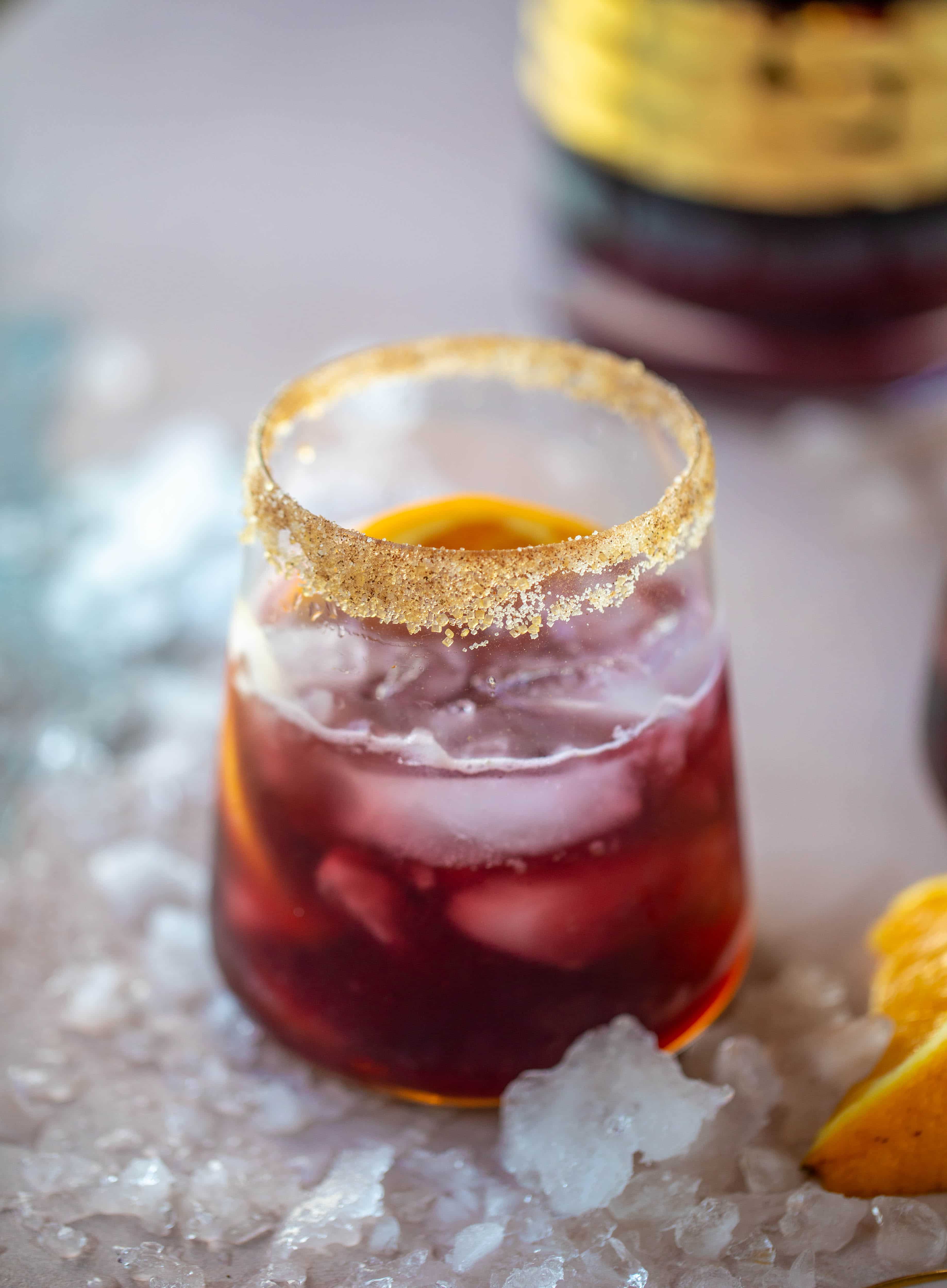 A refreshing and warming lambrusco smash, made with bubbly red wine, bourbon, orange soda and maple syrup. Tastes like the holidays!