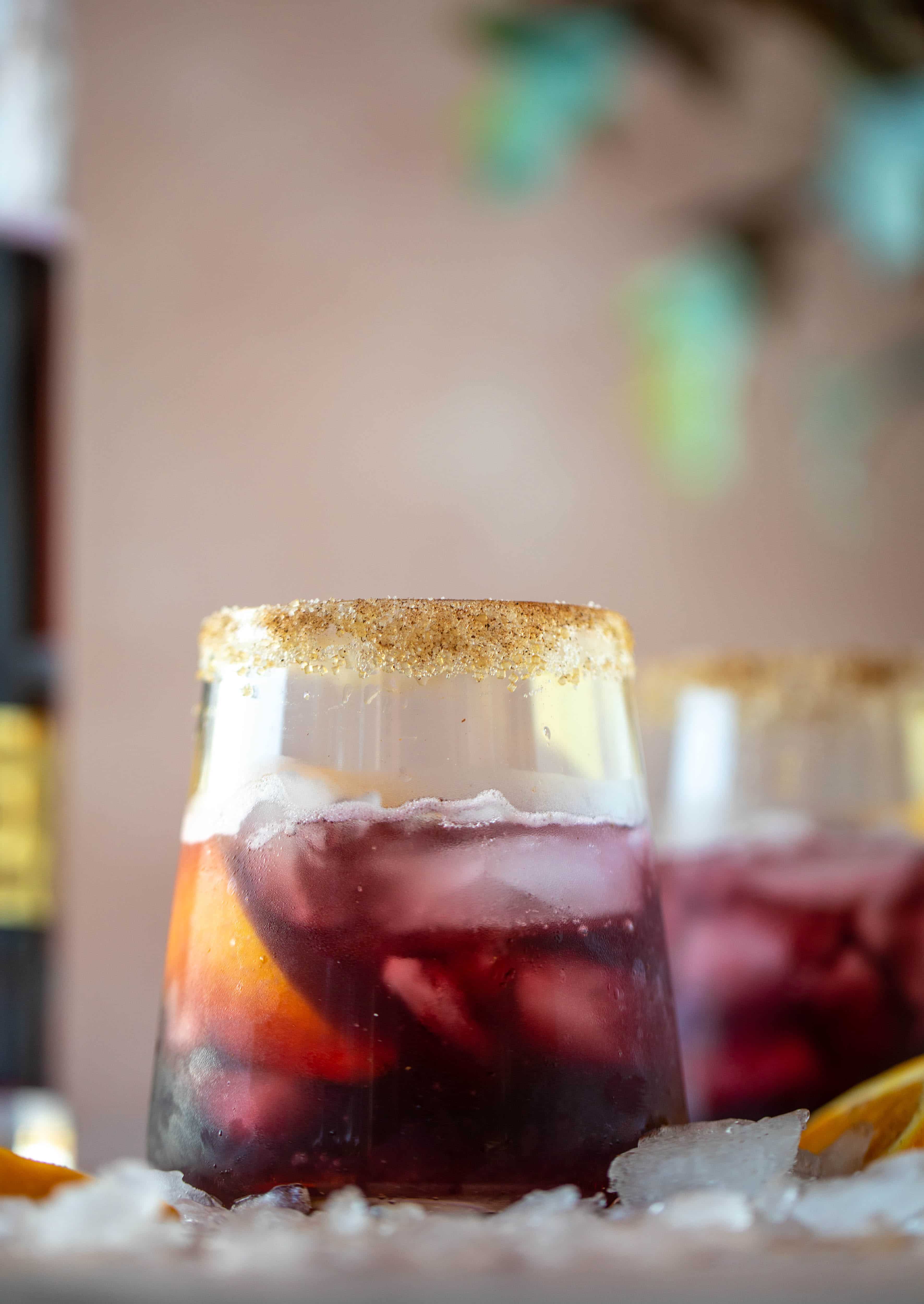 A refreshing and warming lambrusco smash, made with bubbly red wine, bourbon, orange soda and maple syrup. Tastes like the holidays!