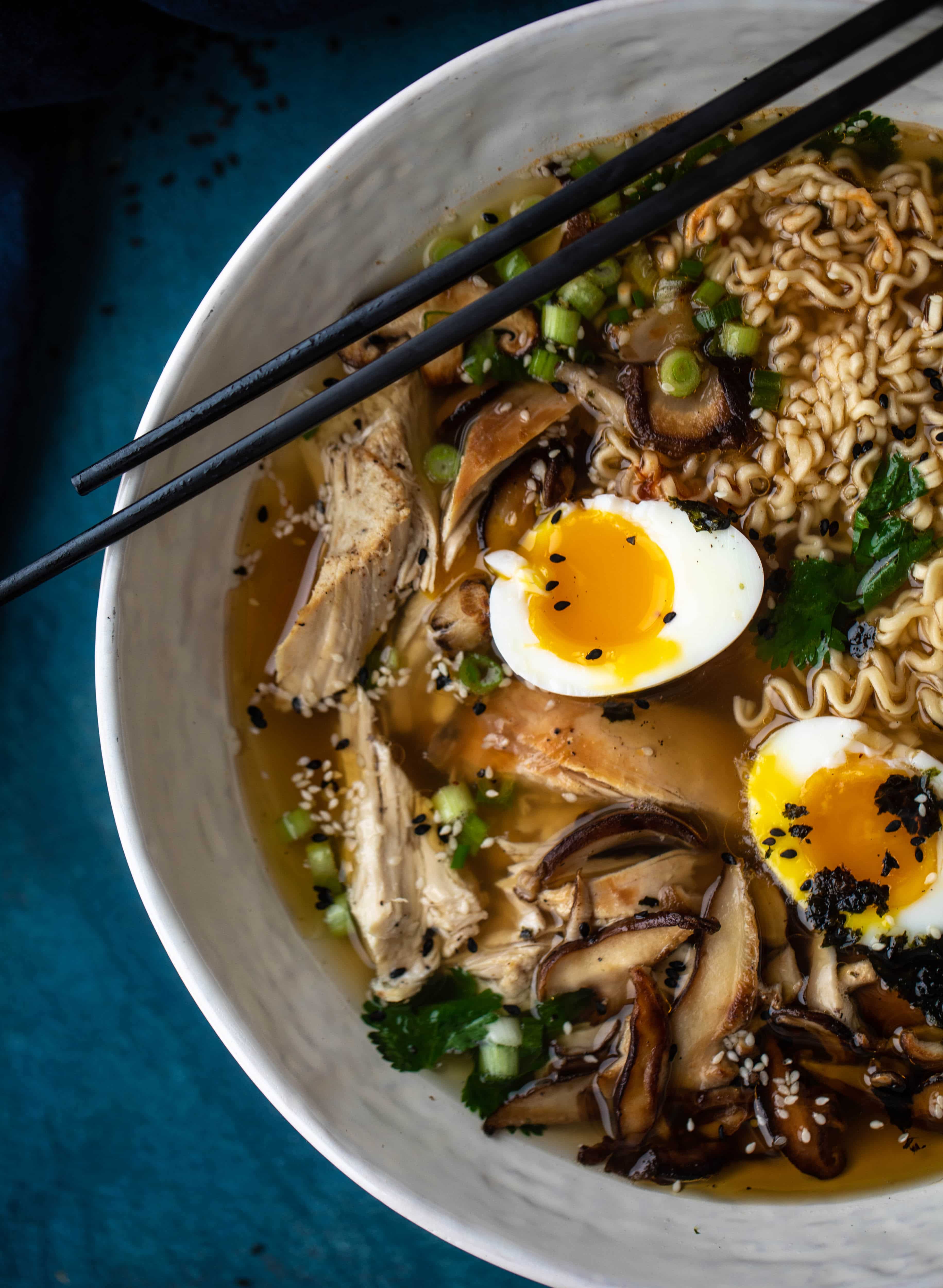 This roasted turkey ramen recipe is made with delish leftover Thanksgiving turkey, ramen noodles, a savory broth and soft boiled eggs!