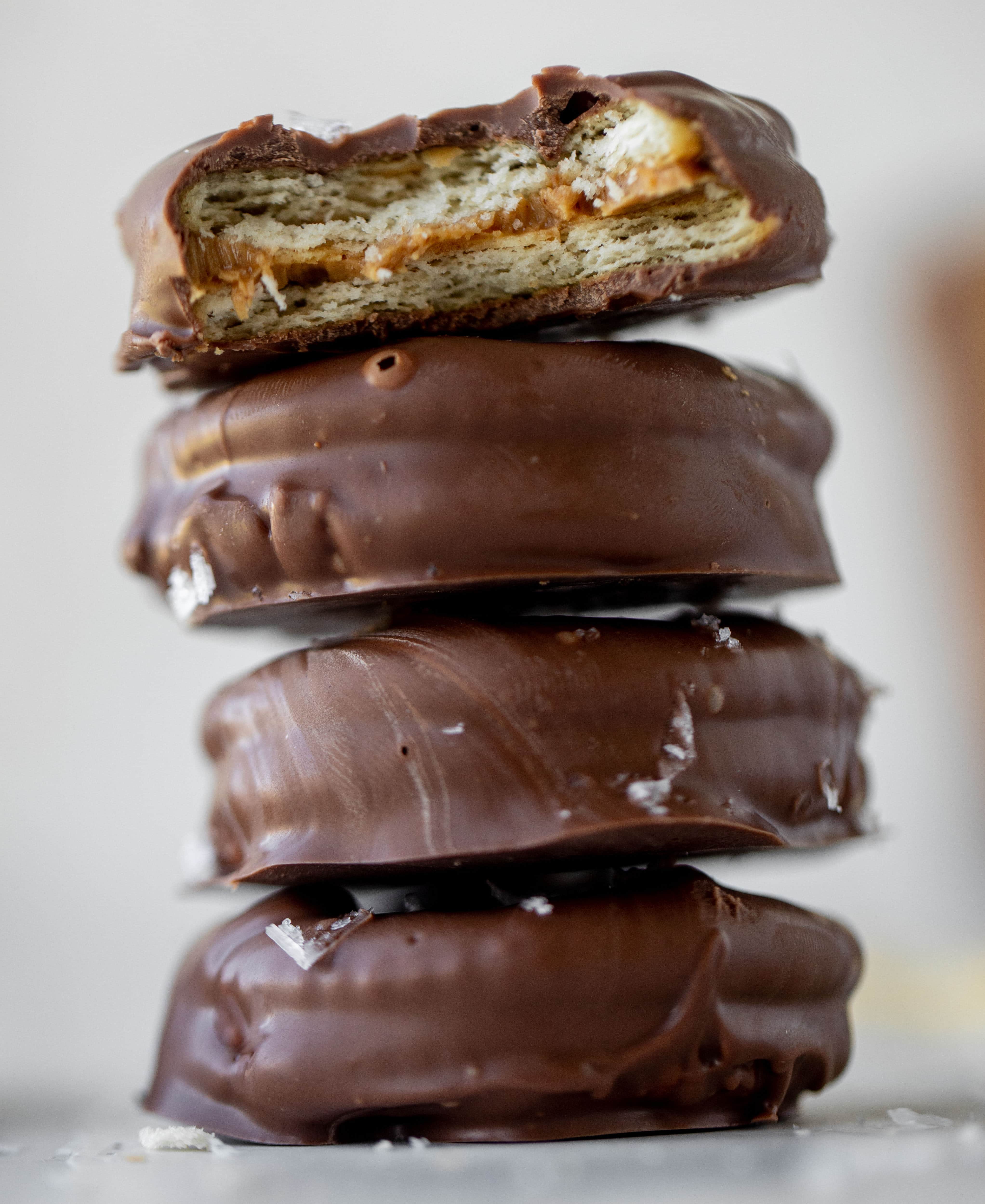 These ritz peanut butter cups are everything! Creamy peanut butter, flakey, buttery crackers, melted chocolate and flaked salt. They are unreal.