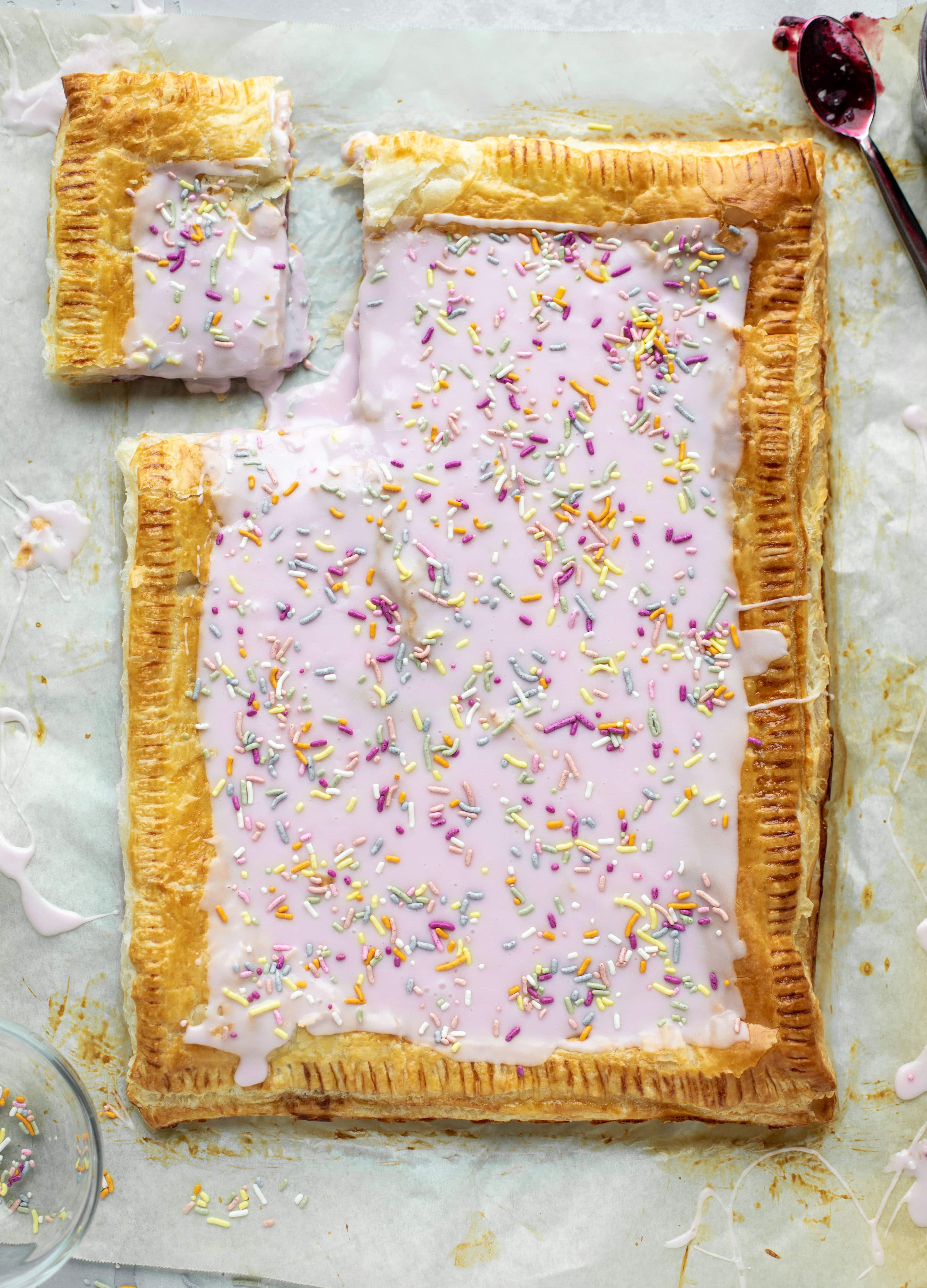 This giant pop tart recipe can be made exclusively with ingredients in your freezer! I love to make a berry lavender flavor - so perfect for spring! 