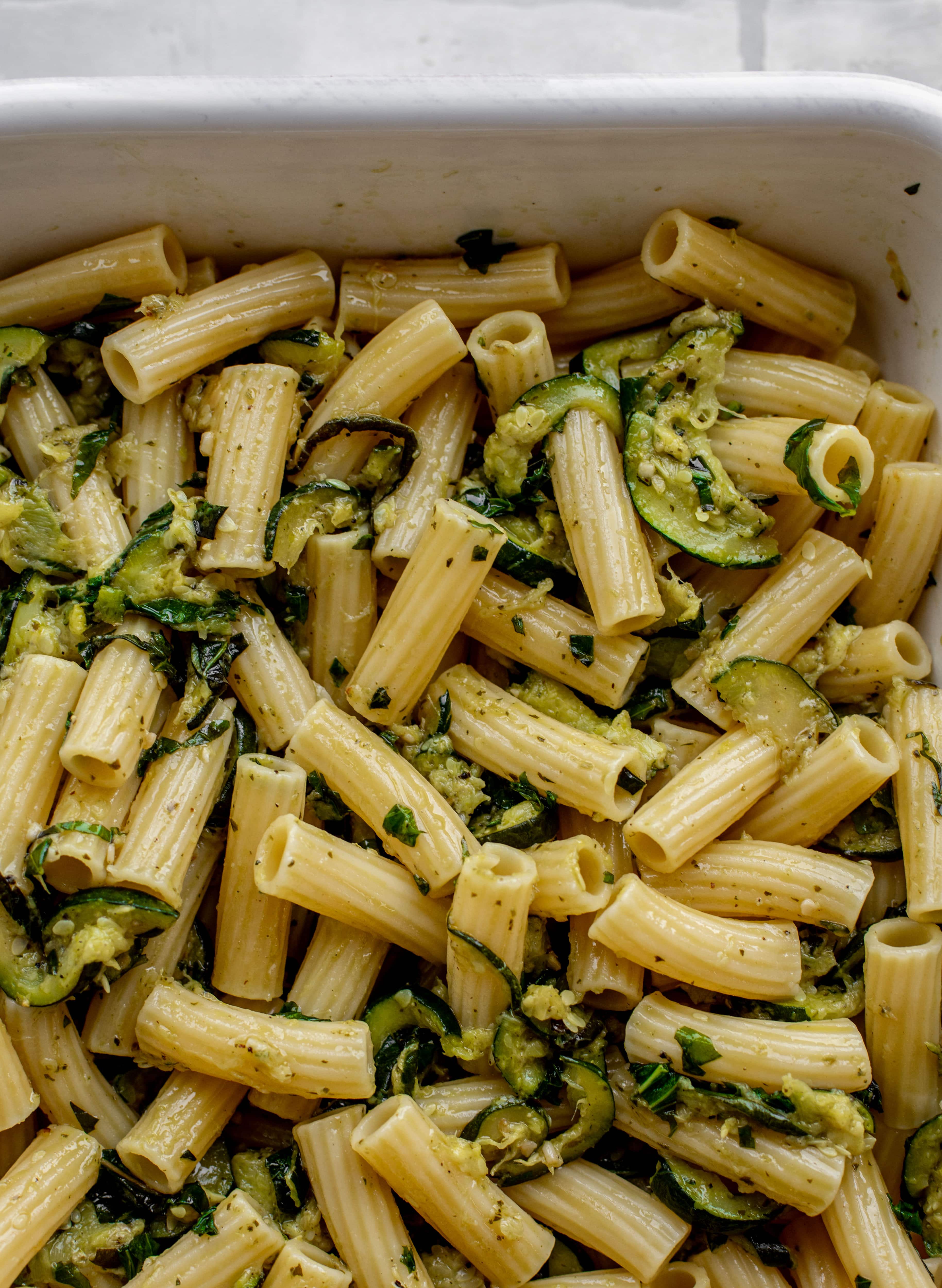 pasta tossed with melted zucchini