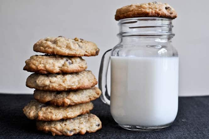 Chewy Chocolate Chip Oatmeal Cookies - How Sweet Eats