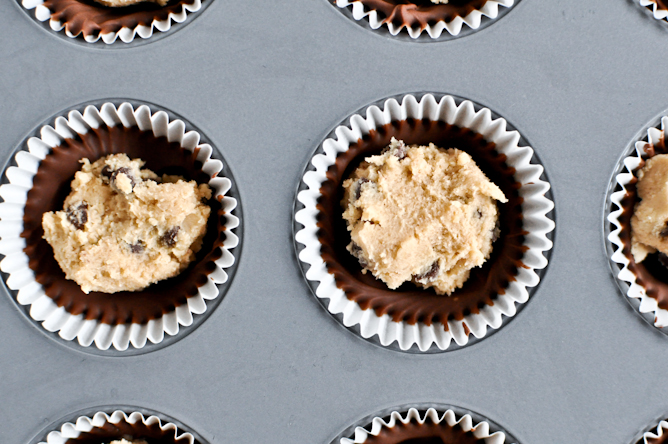 Chocolate Chip Cookie Dough Peanut Butter Cups I howsweeteats.com