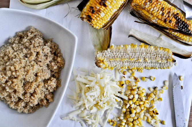 Grilled Corn + Cheddar Quinoa I howsweeteats.com