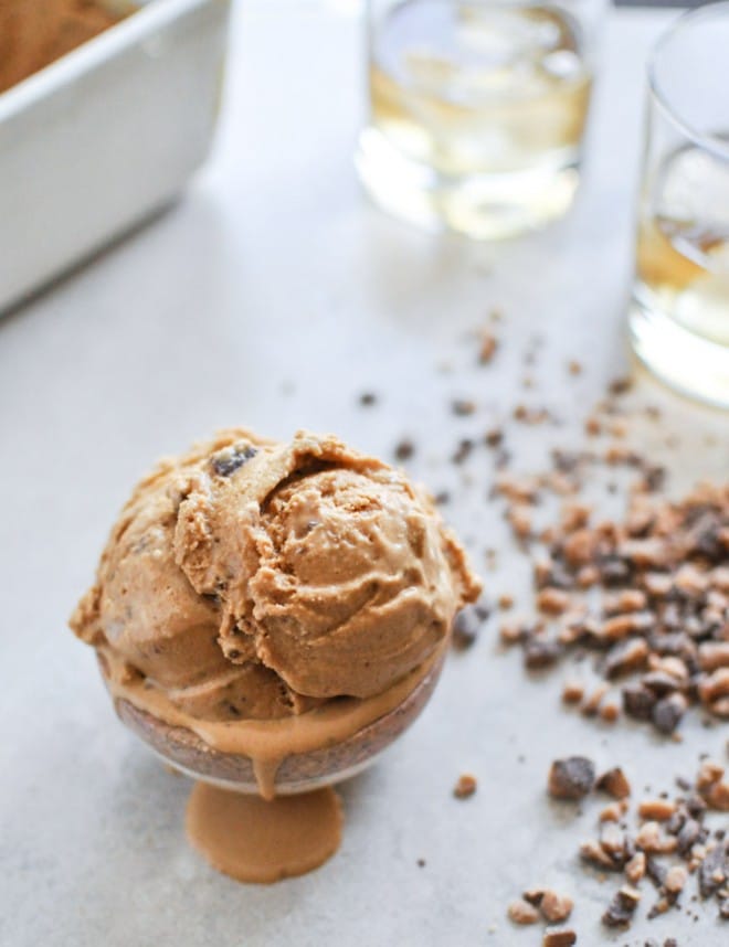 Burnt Caramel Bourbon Ice Cream with Milk Chocolate Toffee
