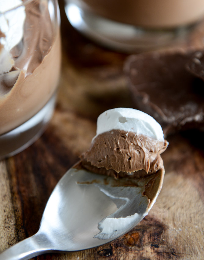 Milk Chocolate Mousse with Coconut Whipped Cream I howsweeteats.com