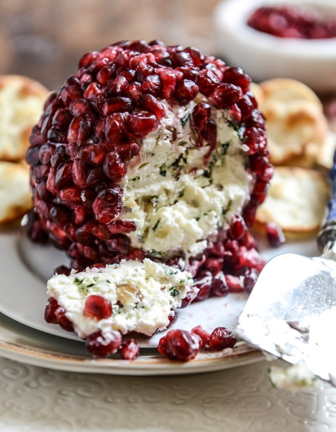 Pomegranate White Cheddar, Toasted Almond, and Crispy Sage CheeseBall | 15 Winter Appetizer Recipes To Warm Your Heart