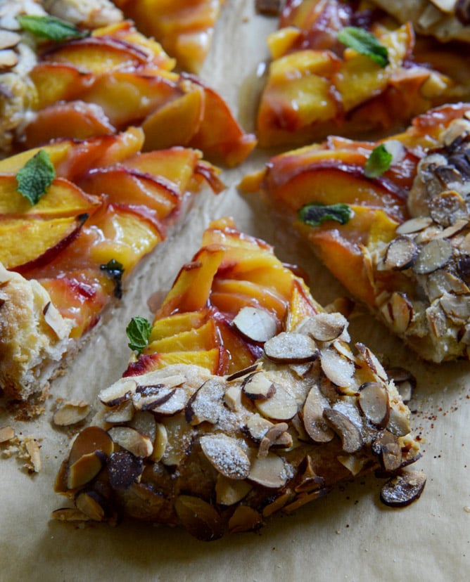 ginger peach galette with almond crust I howsweeteats.com