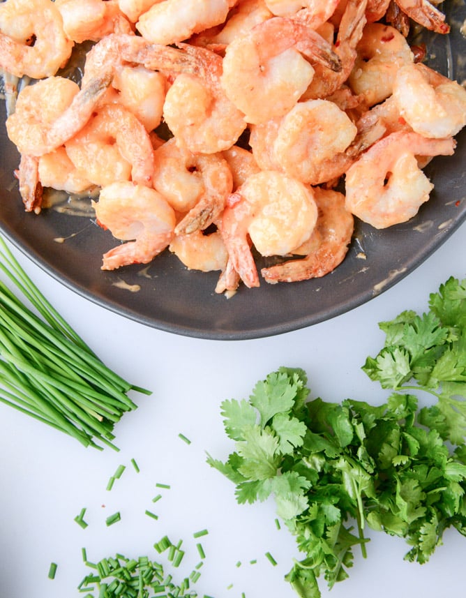 lightened up bang bang shrimp with napa cabbage slaw I howsweeteats.com