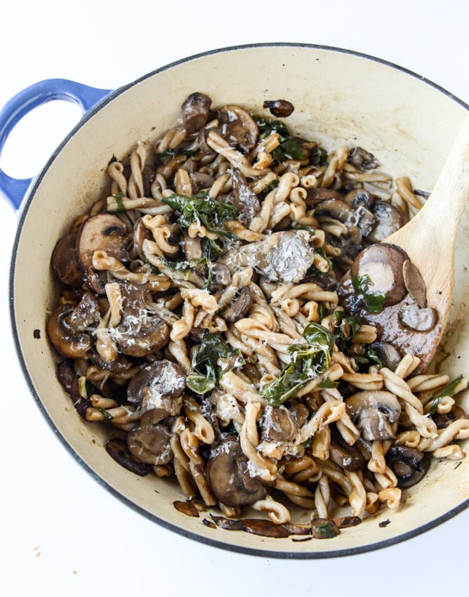 One Pot Mushroom and Swiss Chard Pasta