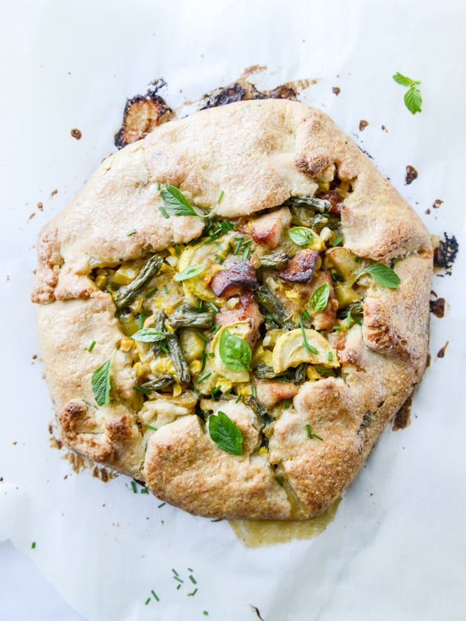 summer chicken pot pie galette with herbed crust I howsweeteats.com