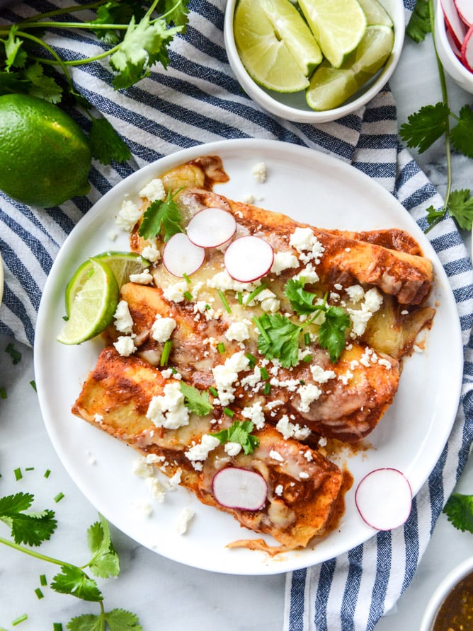 the best cheese enchiladas with homemade sauce I howsweeteats.com