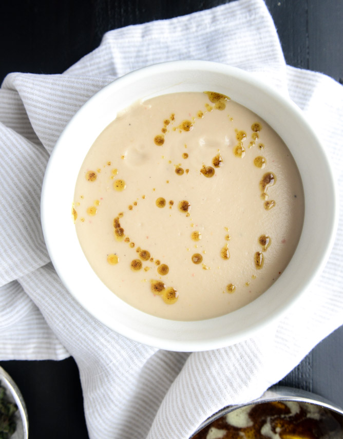 white bean soup with crumbled bacon and spiced brown butter I howsweeteats.com