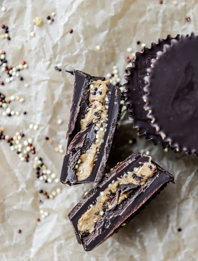 toasted quinoa cashew butter cups I howsweeteats.com