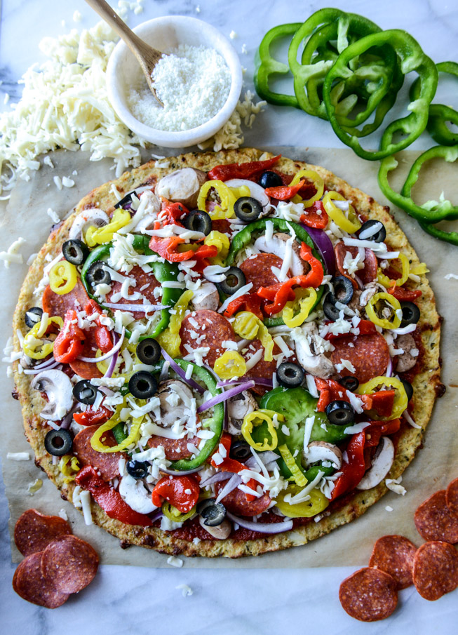 Pizza Supreme on Cauliflower Crust. - How Sweet Eats