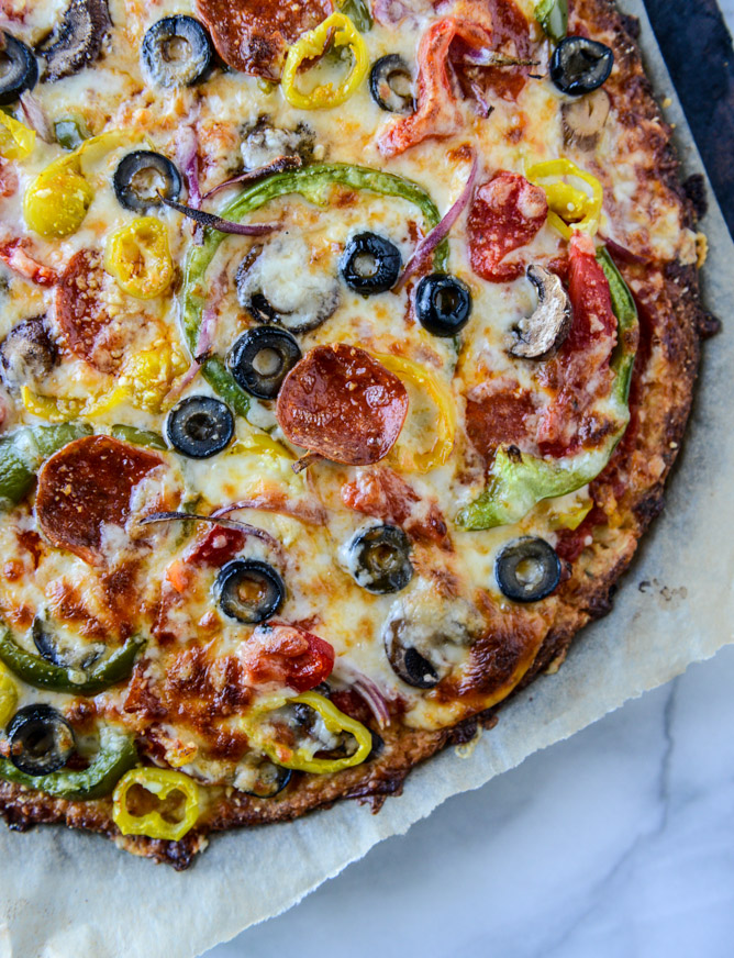 Pizza Supreme on Cauliflower Crust. - How Sweet Eats