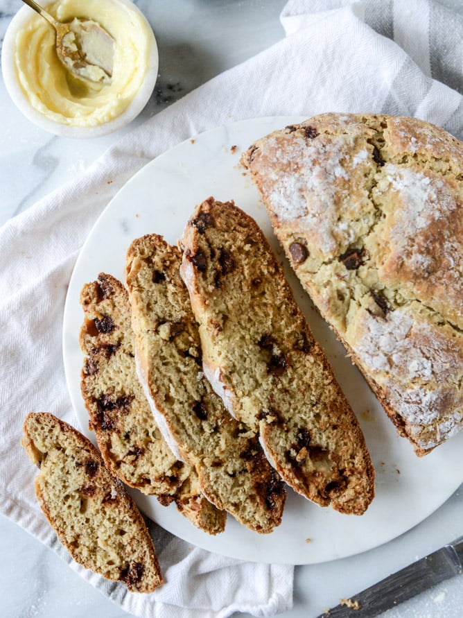 soda bread with milk chocolate and salted honey butter I howsweeteats.com