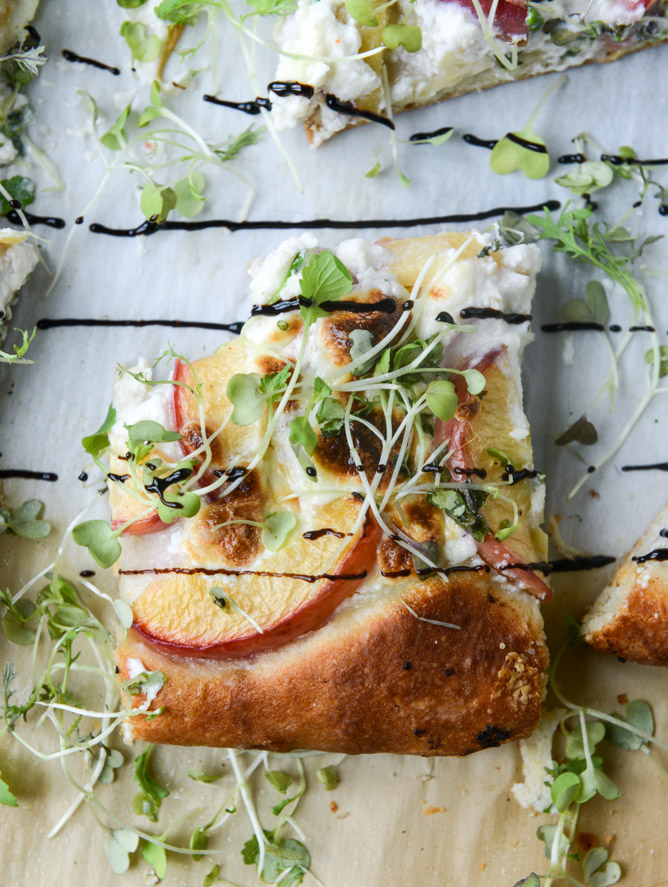 Peach Ricotta Pizza with Spicy Microgreens. - How Sweet Eats