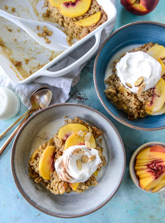 Baked Peaches and Cream Oatmeal. - How Sweet Eats
