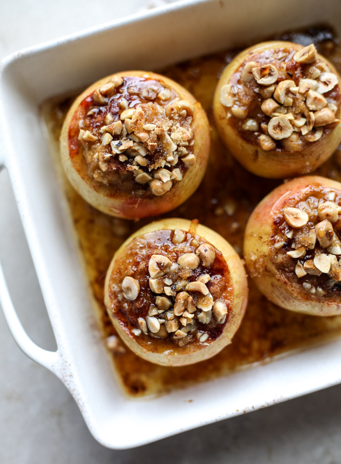 Oatmeal Baked Apples with Maple Brown Butter and Toasted Hazelnuts