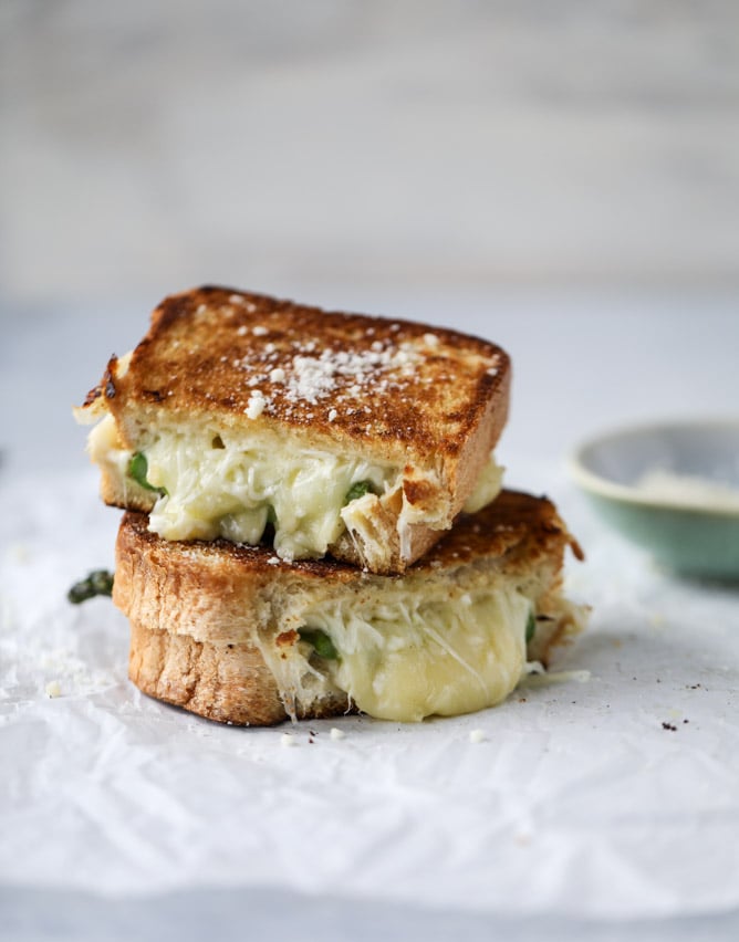 asparagus grilled cheese with brown butter & dijon I howsweeteats.com 