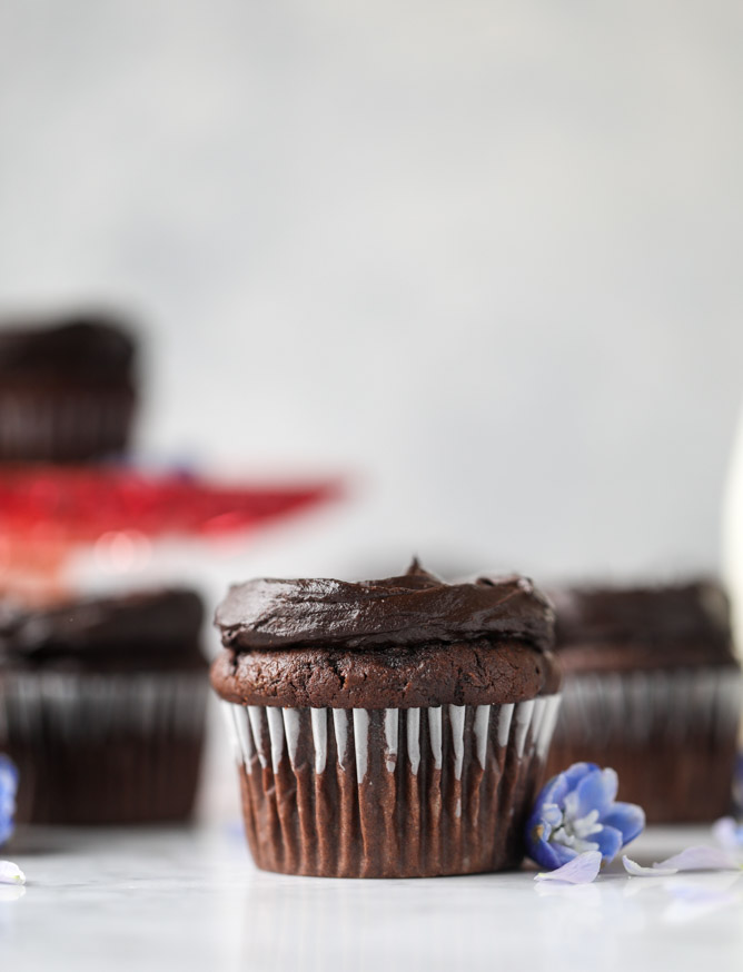 Chocolate Zucchini Cupcakes with Avocado Fudge Frosting