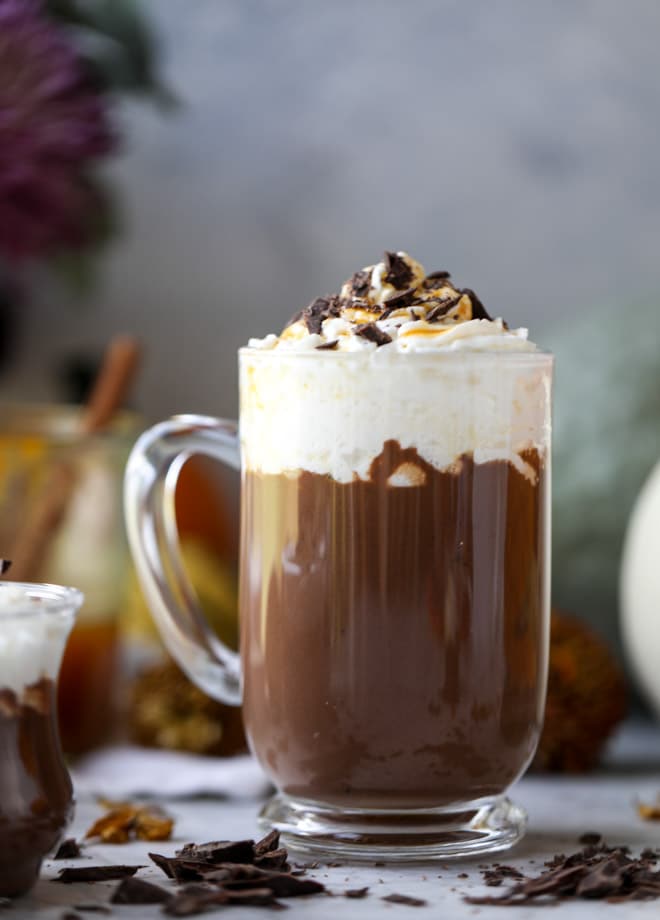 pumpkin coconut hot chocolate I howsweeteats.com #pumpkin #hotchocolate #drinks