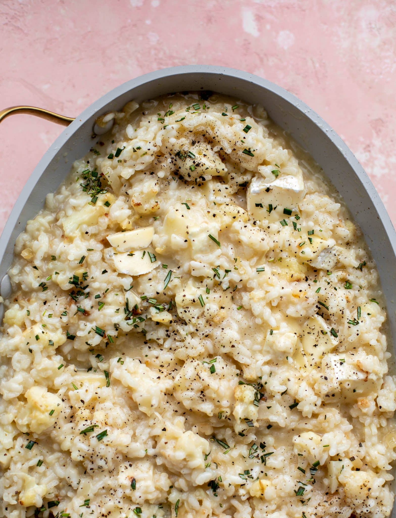 Baked Risotto - Toasted Cauliflower and Brie Baked Rosemary Risotto