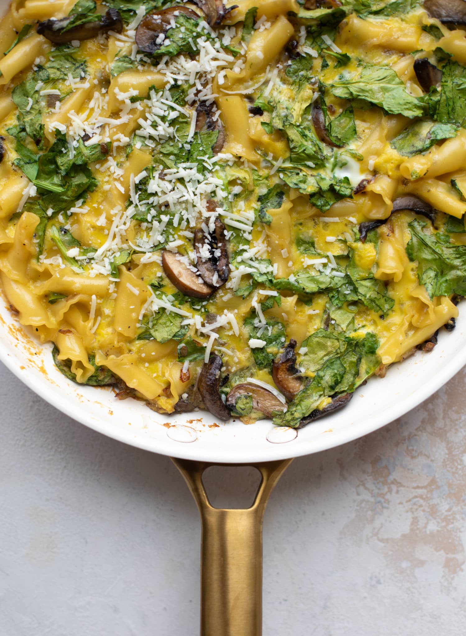 Pasta Frittata - Easy Pasta Frittata with Spring Greens