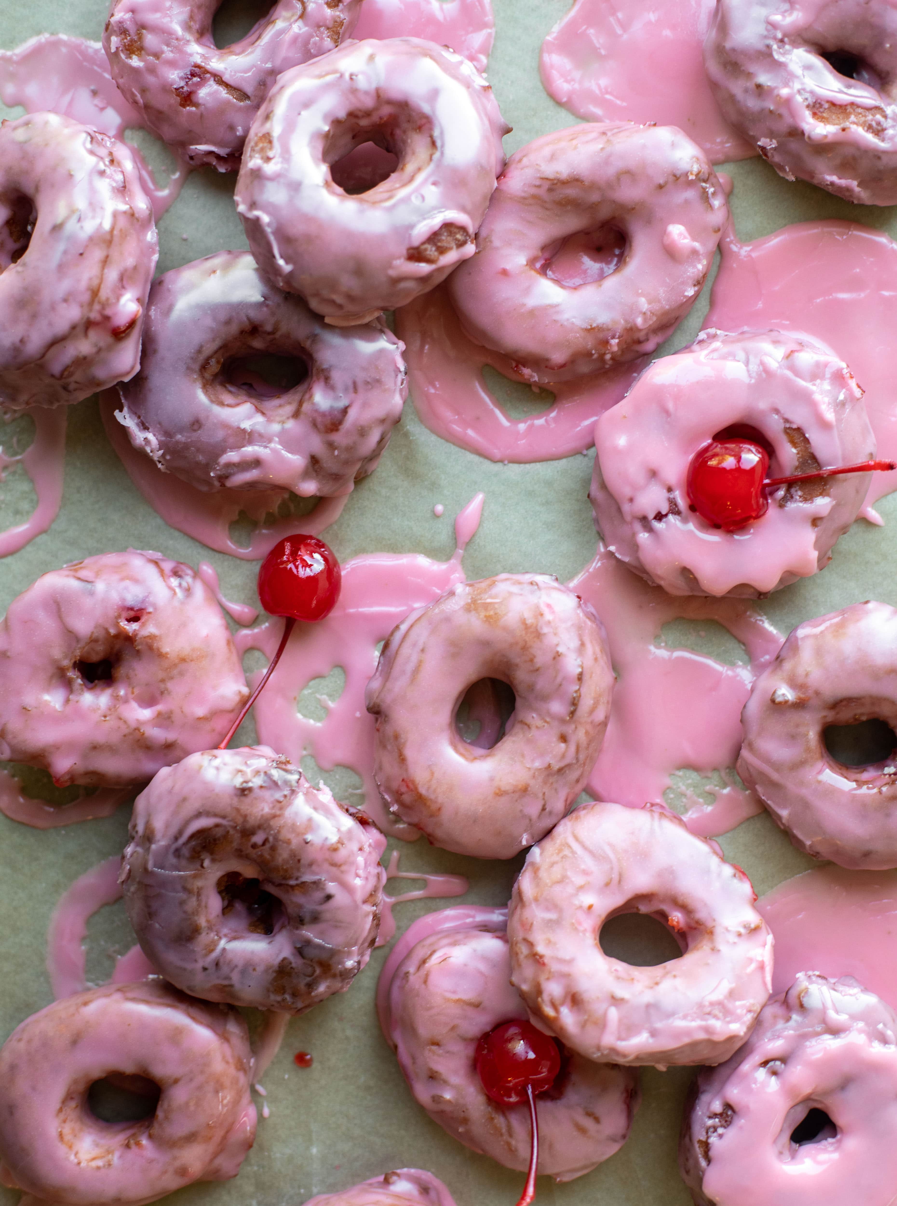 cherry donuts with bourbon glaze