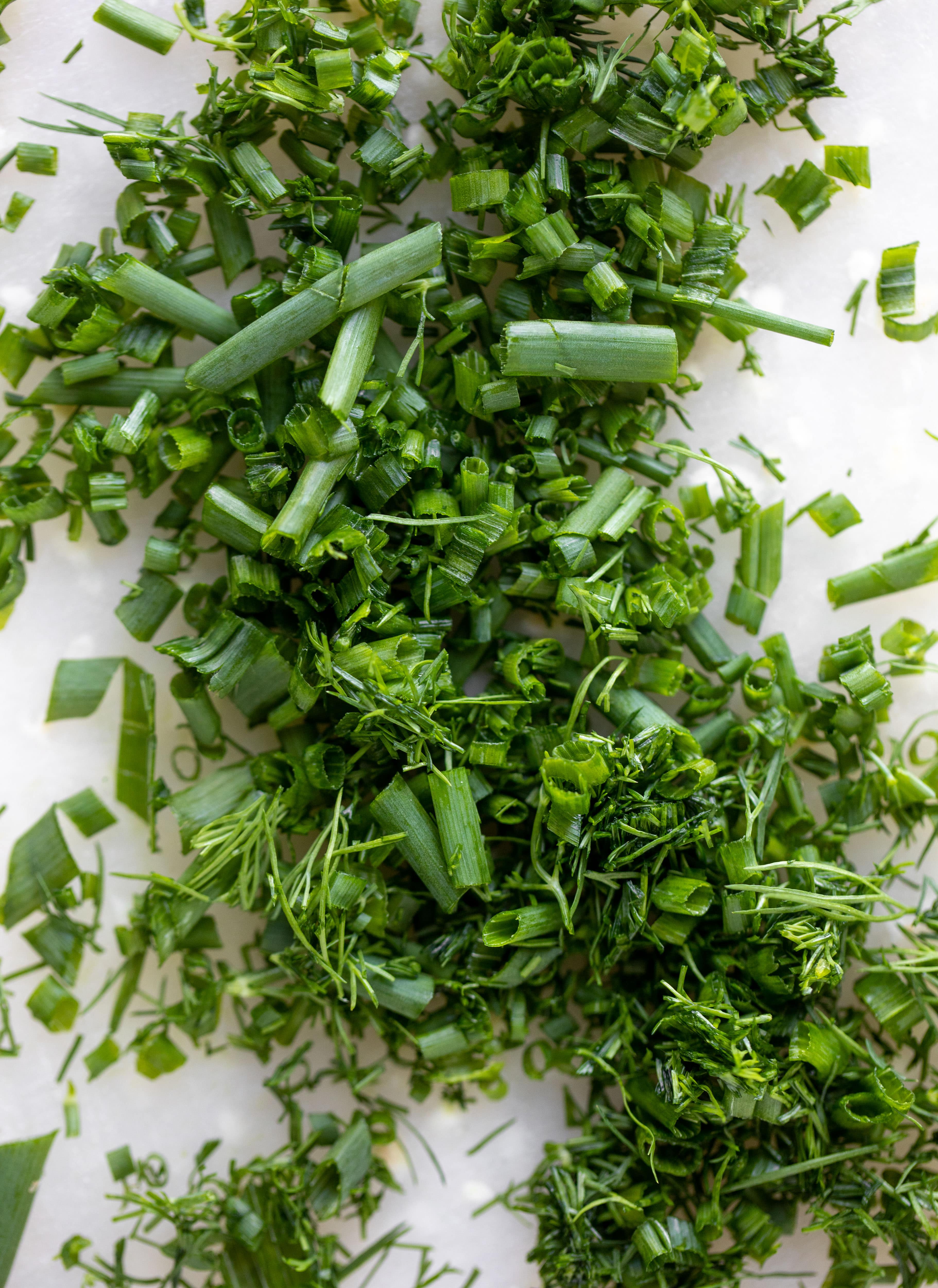chopped dill and chives