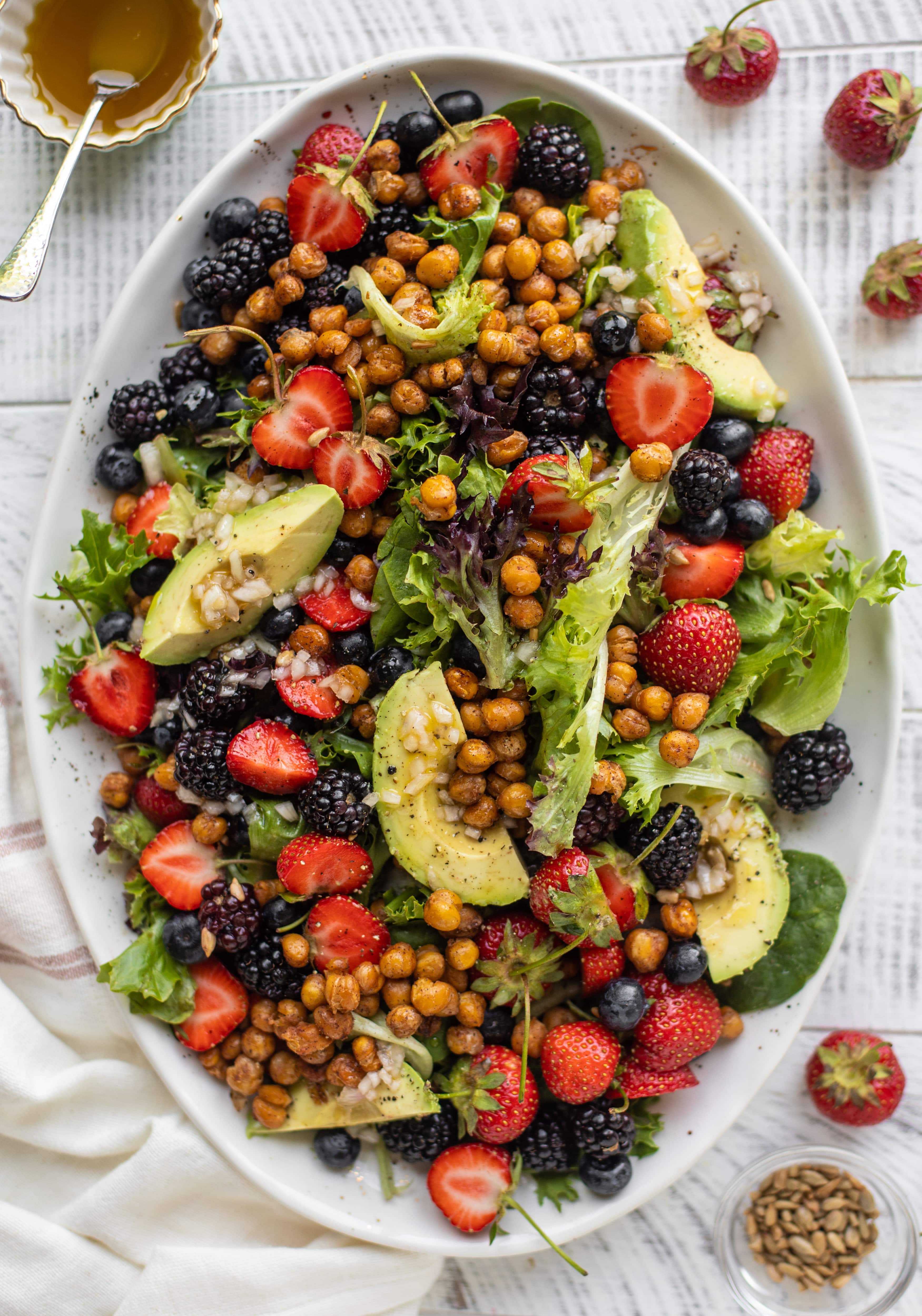 triple berry chickpea crunch salad