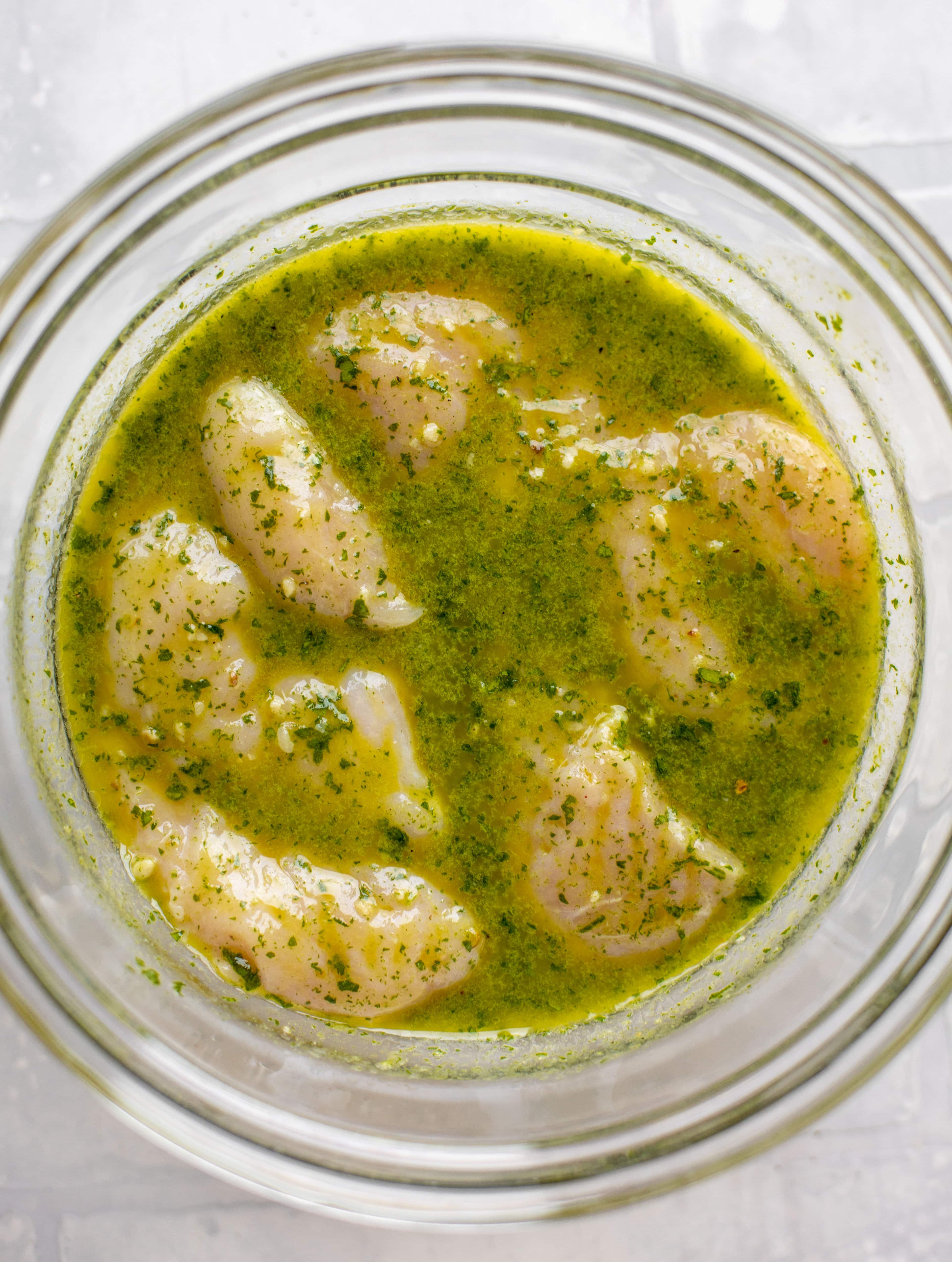 chicken marinating in cilantro lime dressing