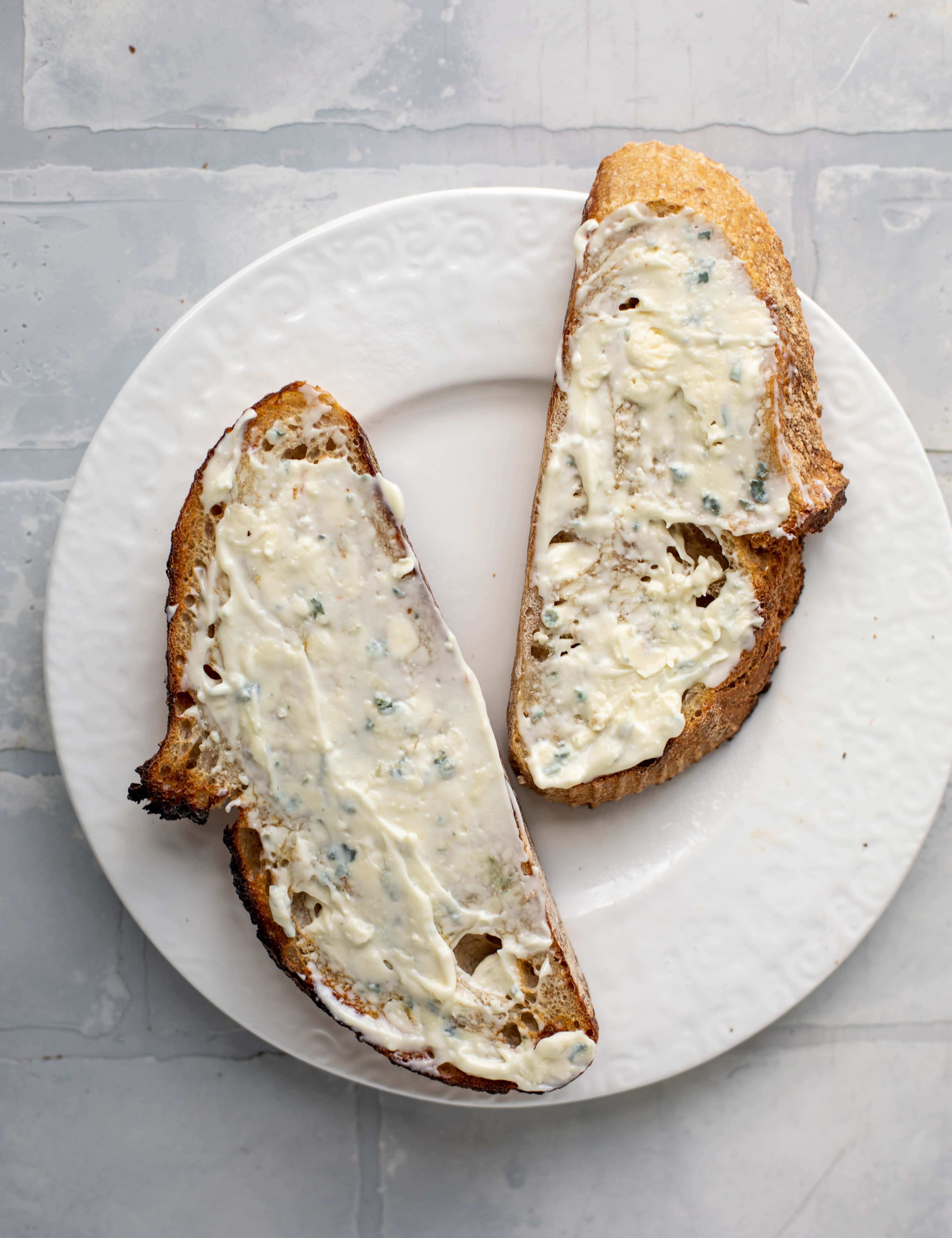 blue cheese mayo on sourdough toast
