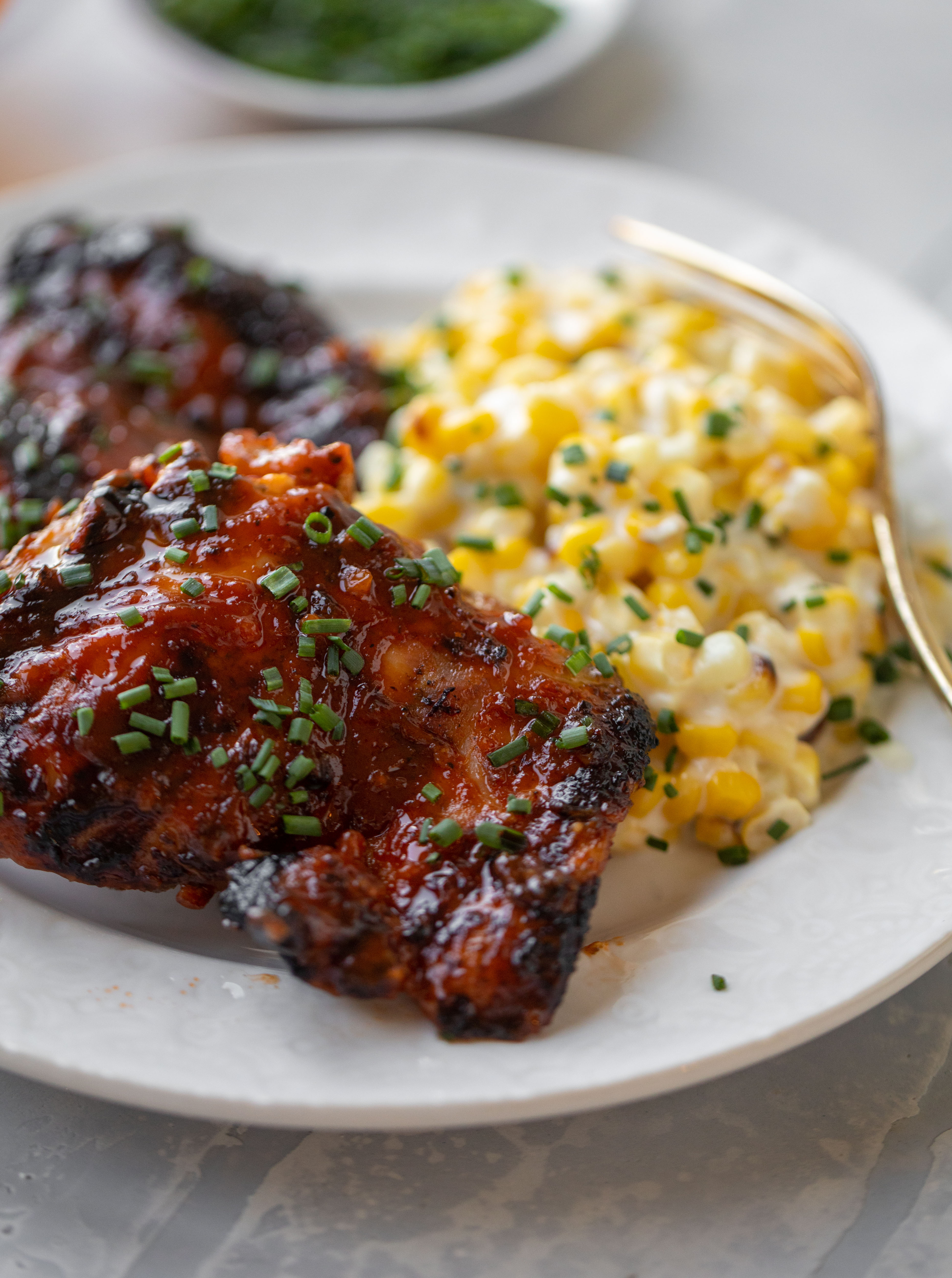 chipotle bbq beer chicken with creamed corn