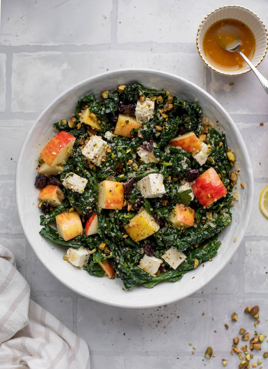 Honeycrisp Quinoa Salad with Kale and Pistachios
