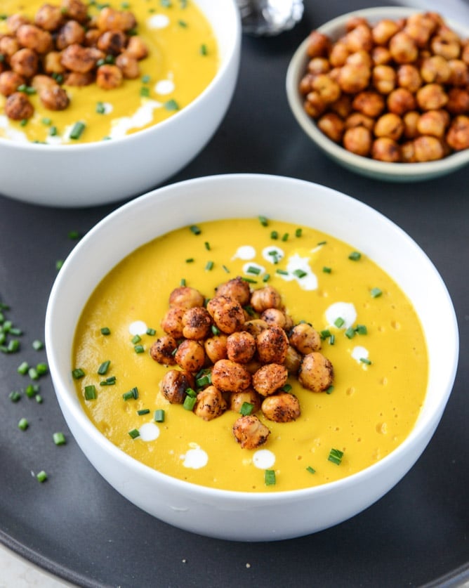 butternut gruyere soup with spicy chickpeas and 45 of the best fall dinner recipes