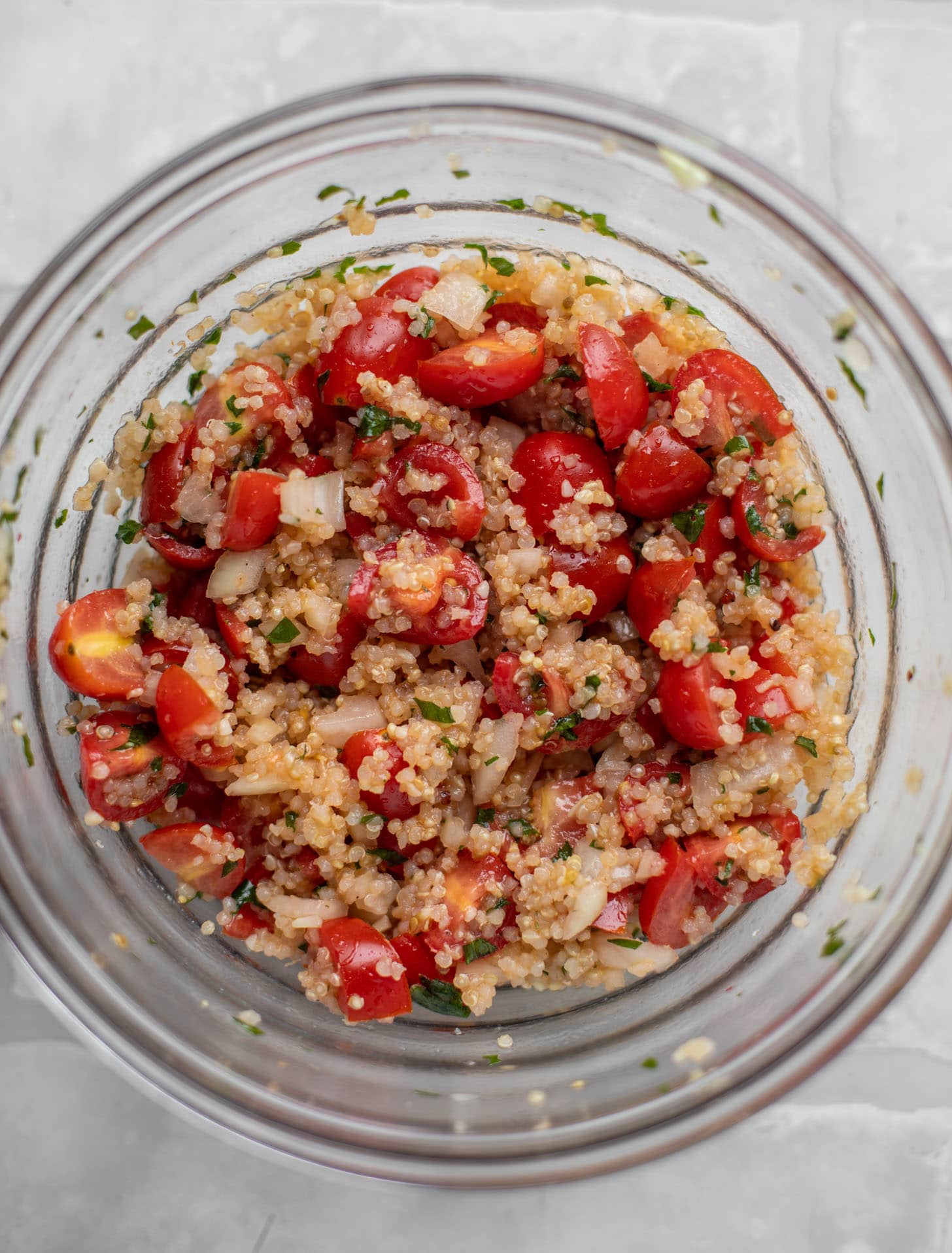 quinoa bruschetta in a bowl
