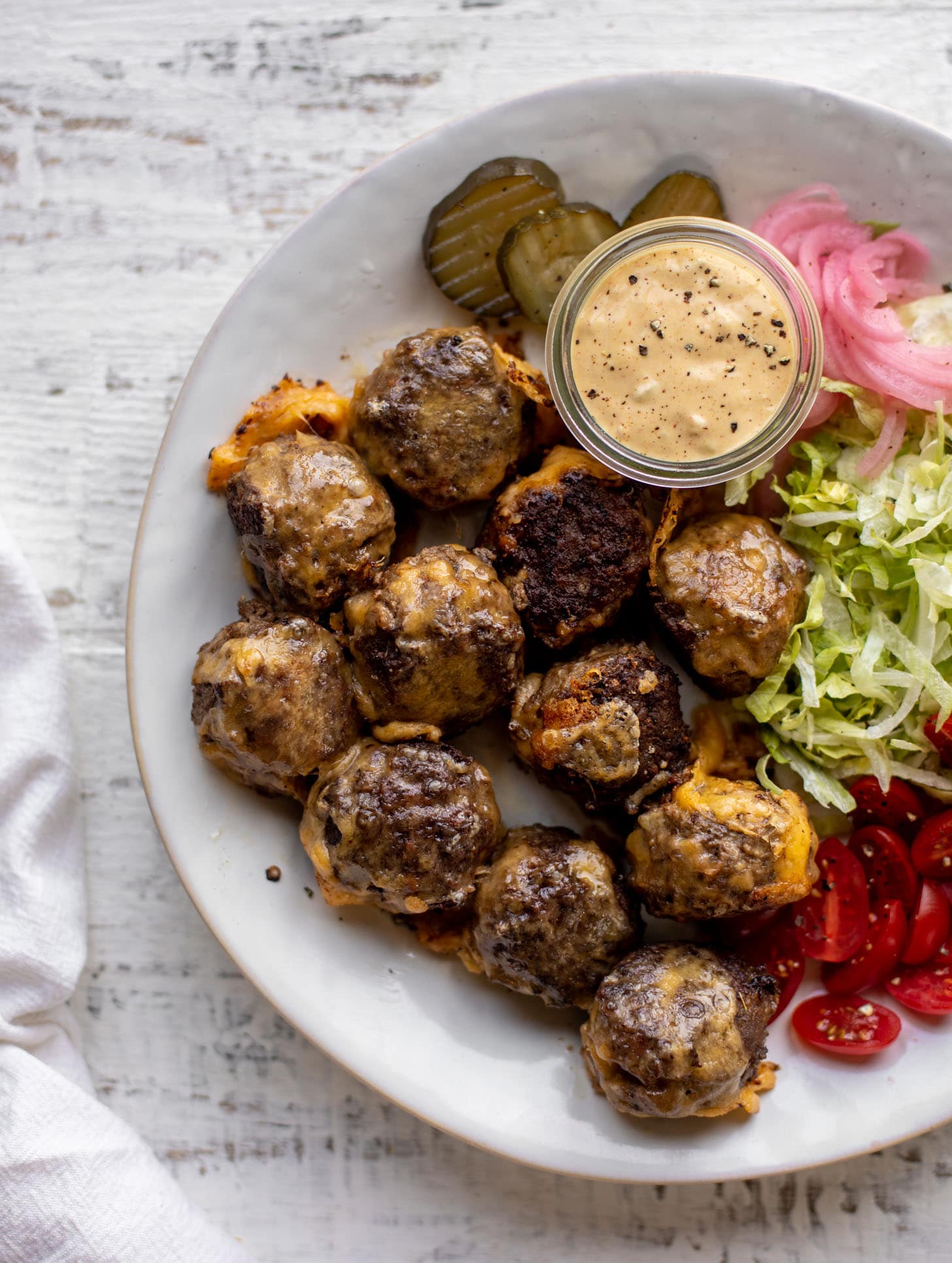 cheeseburger meatballs with special sauce