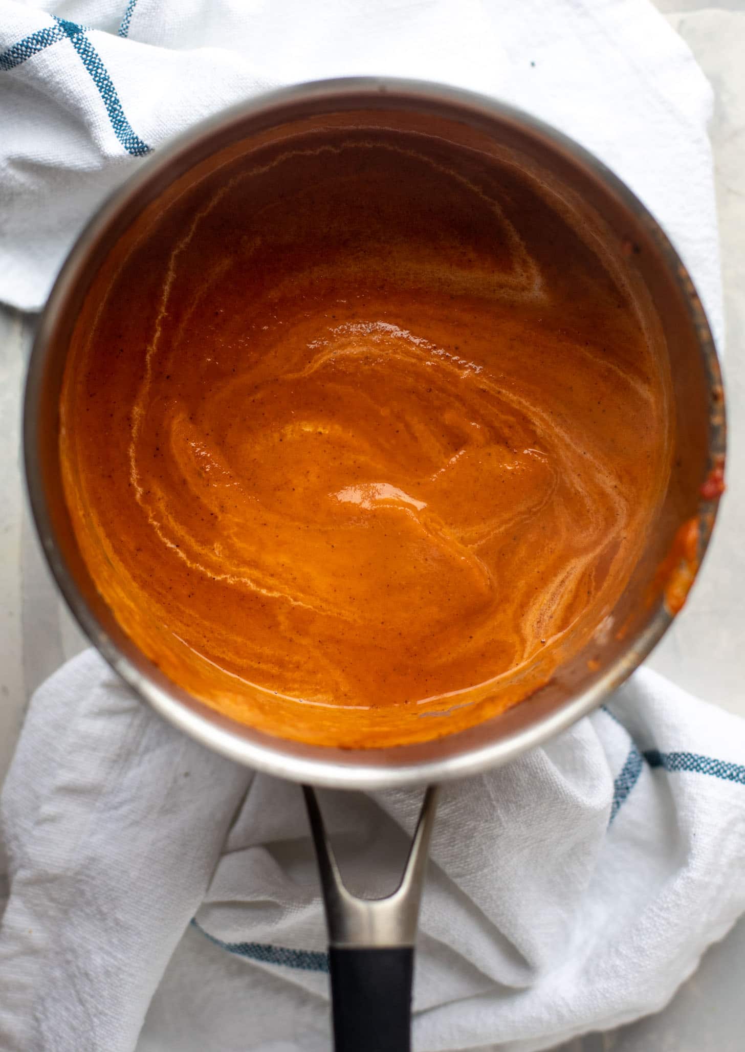 saucepan of chipotle tomato soup