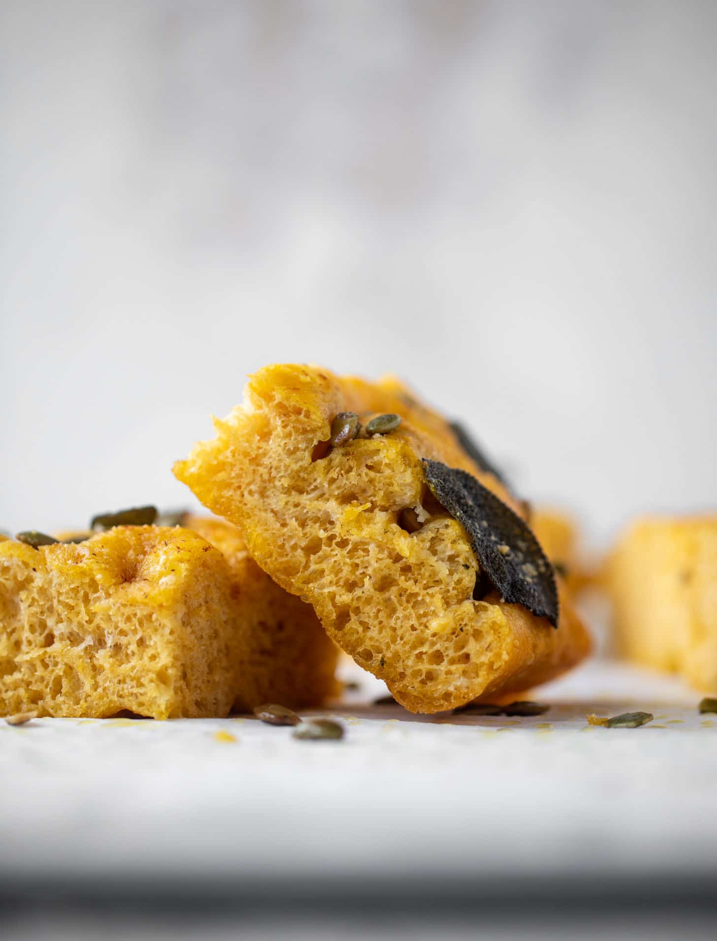 pumpkin focaccia bread with sage and pepitas