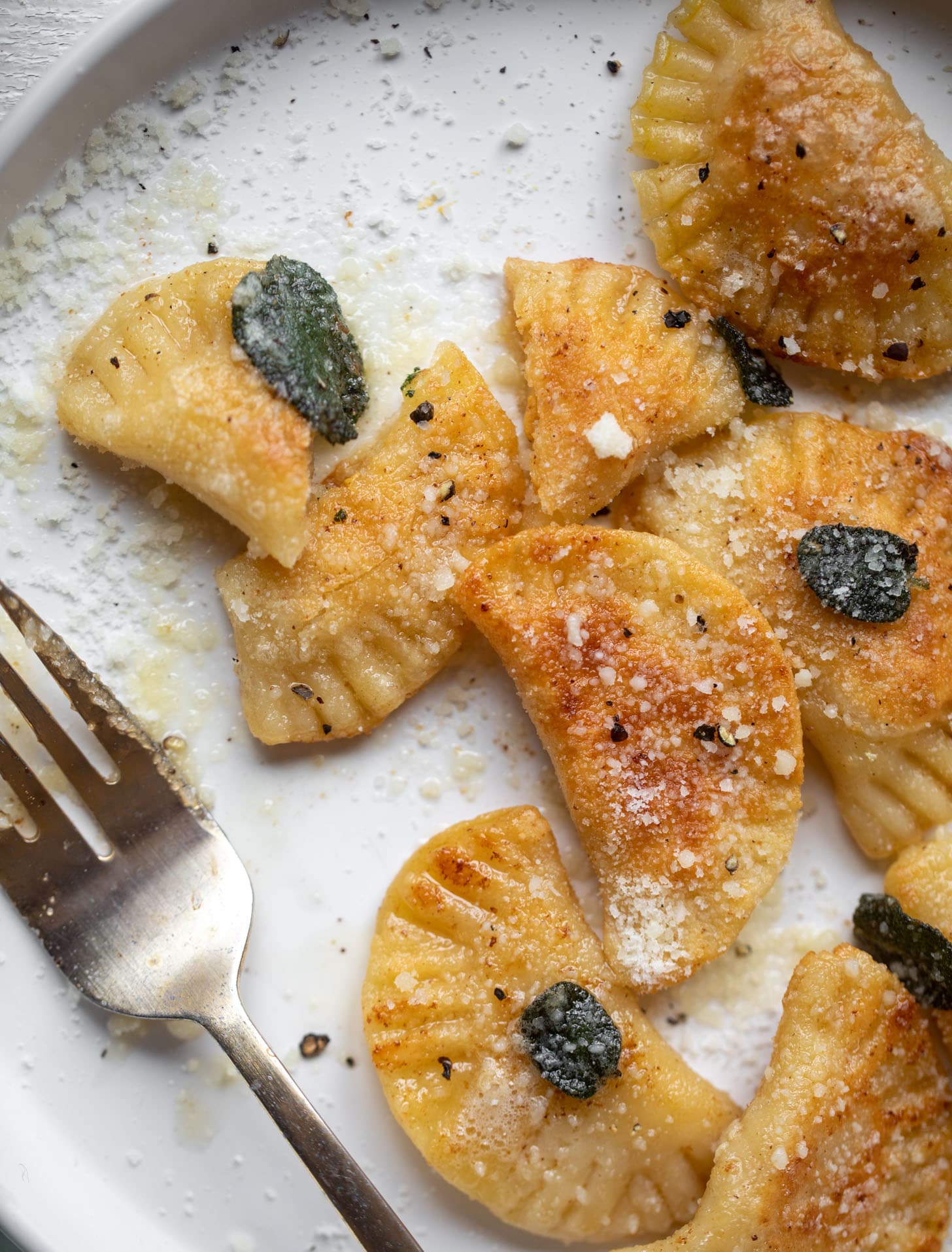 pumpkin pierogies with brown butter and crispy sage