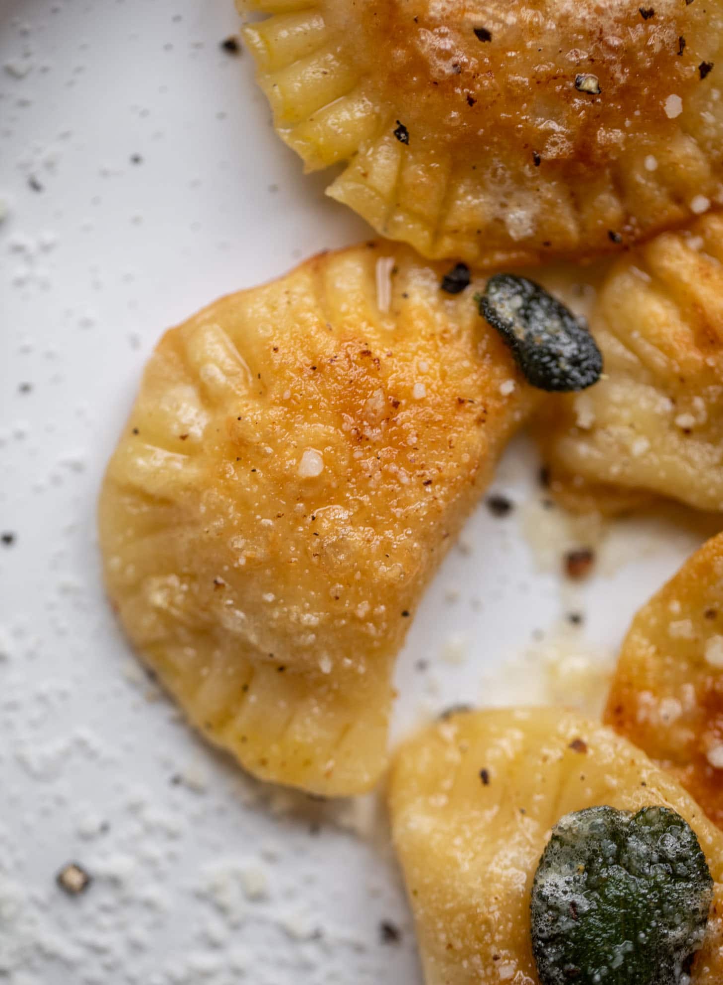 pumpkin pierogies with brown butter and crispy sage